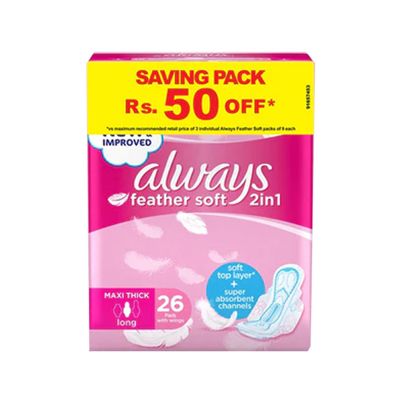 ALWASY FEATHER SOFT MAXI TICK LONG 26`S